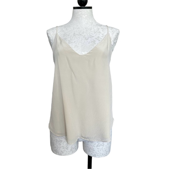 Habitual 100% Silk Shell Tank Beige Adjustable Straps Wrap Crop Back Size M - Picture 12 of 12